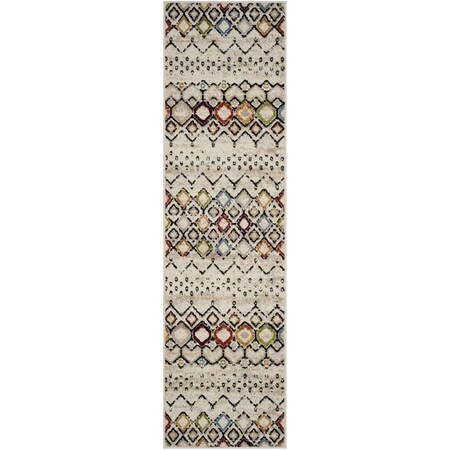 Safavieh 2 ft.-3 in. x 12 ft. Runner Amsterdam Power Loomed Rug; Ivory & Multi Color AMS108K-212
